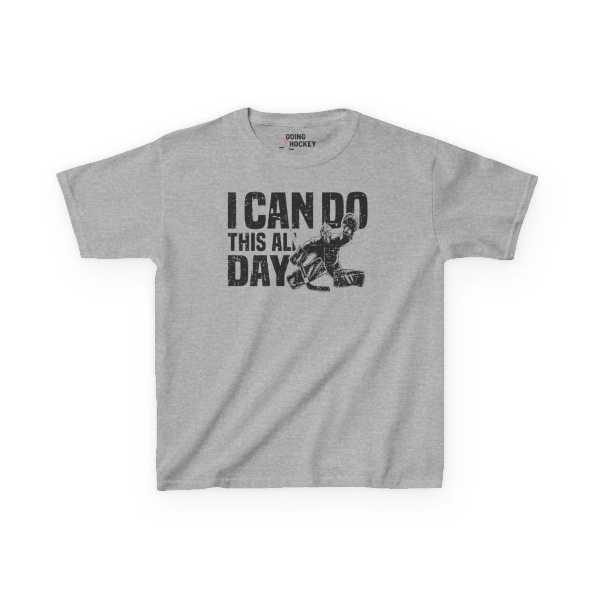 Funny Kids Hockey T-Shirt - I Can Do This All Day Kids Hockey Goalie Shirt - Image 3