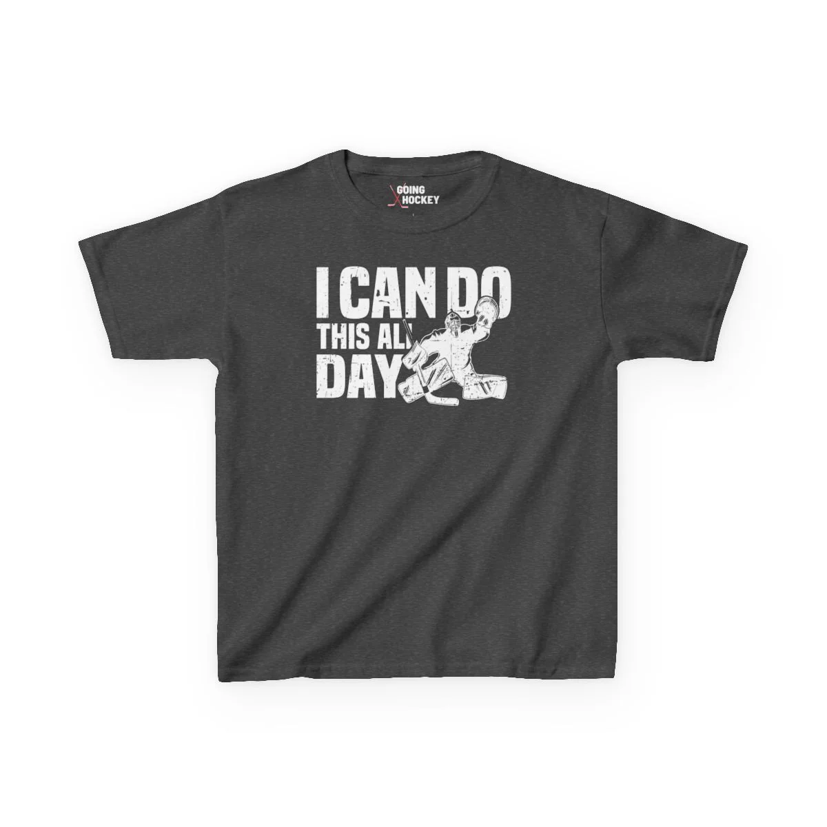 Funny Kids Hockey T-Shirt - I Can Do This All Day Kids Hockey Goalie Shirt - Image 4