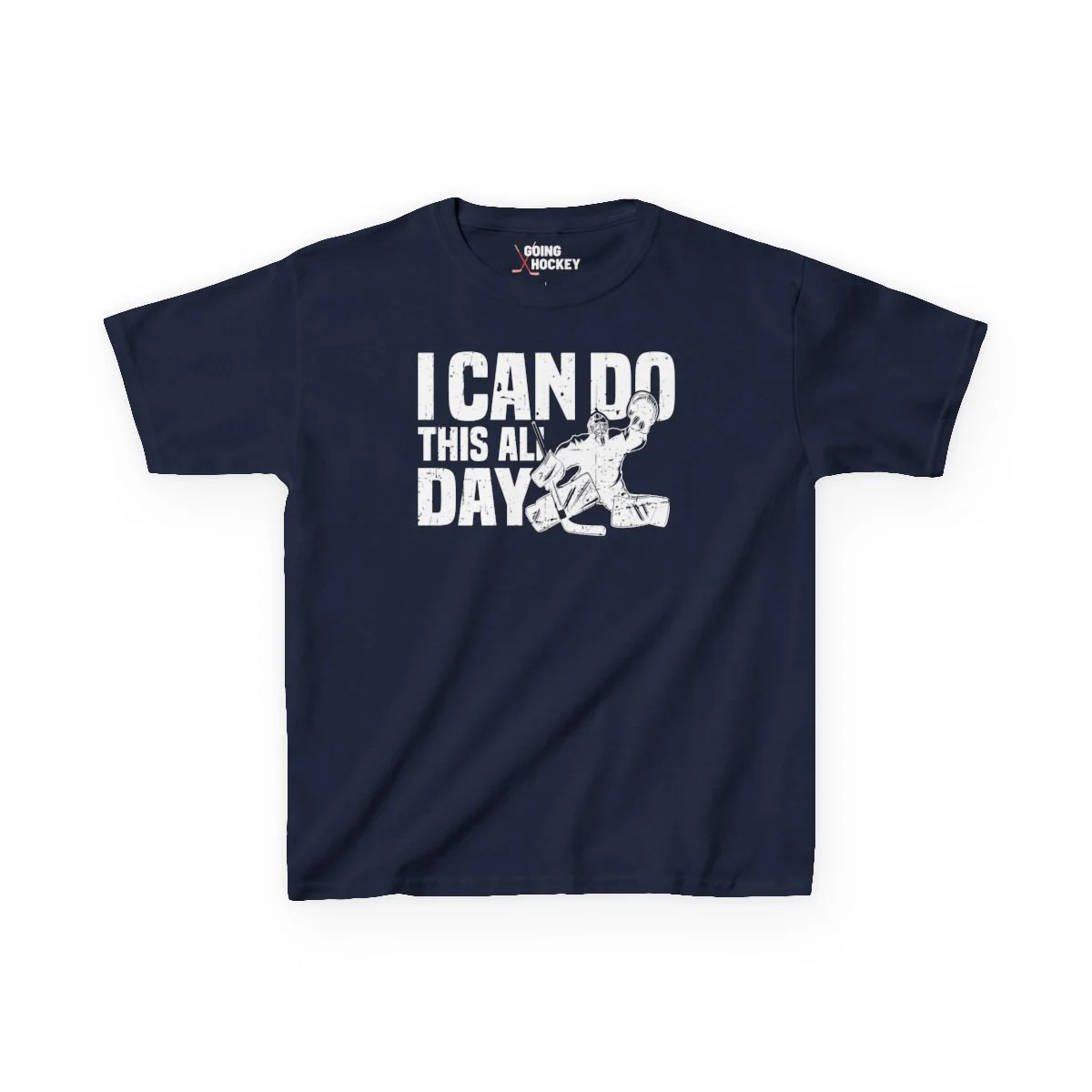 Funny Kids Hockey T-Shirt - I Can Do This All Day Kids Hockey Goalie Shirt - Image 5
