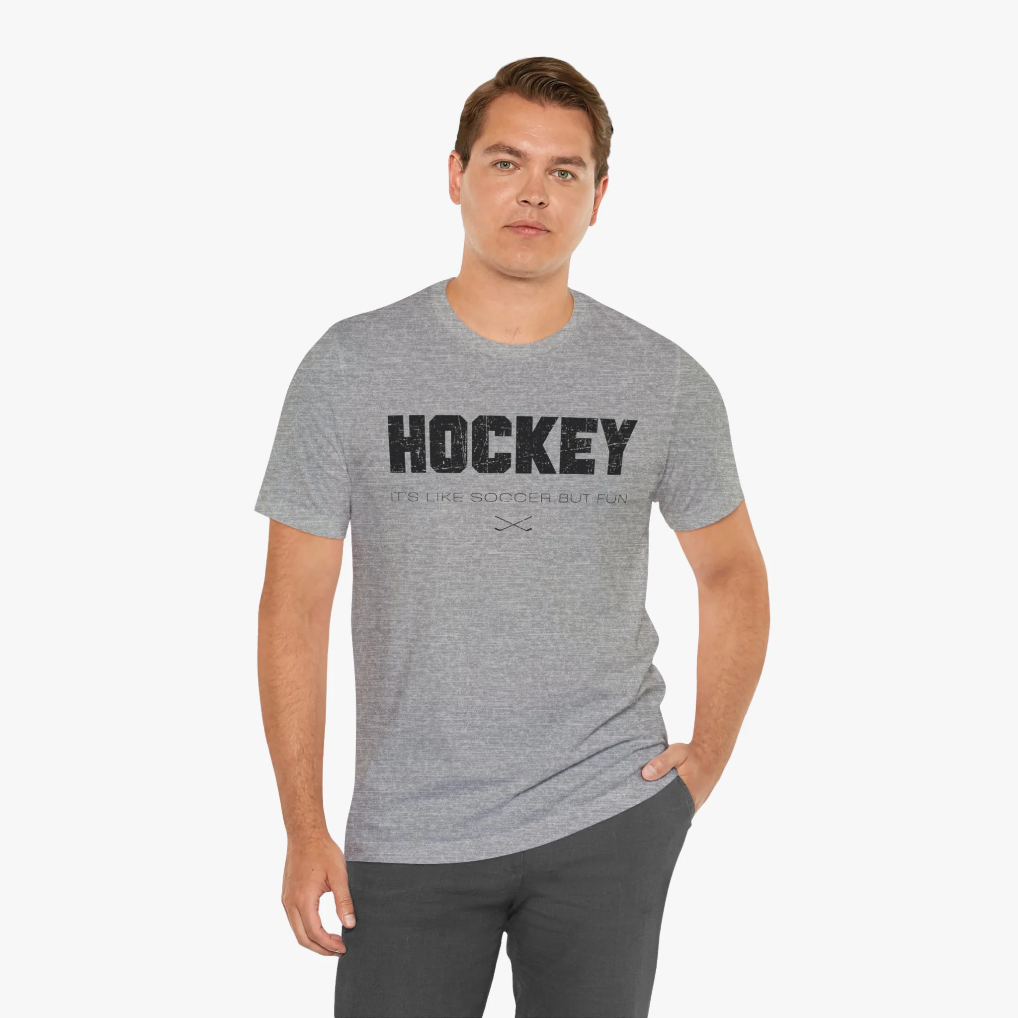 Funny Hockey T-Shirt - It's Like Soccer But Fun Unisex Hockey Shirt - Image 3