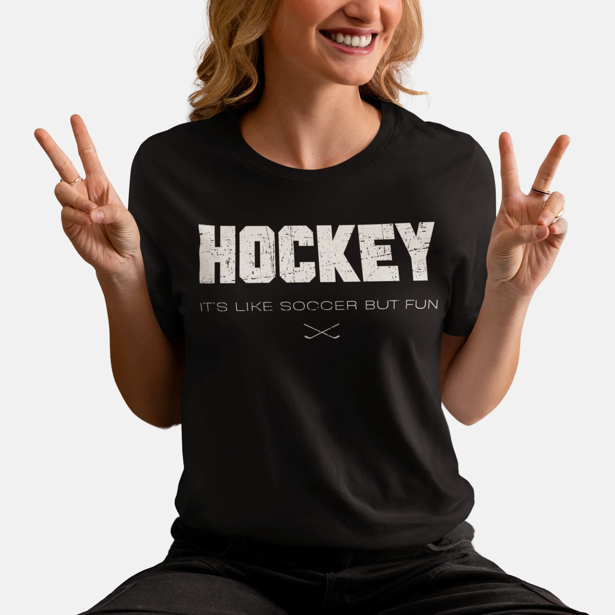 Funny Hockey T-Shirt - It's Like Soccer But Fun Unisex Hockey Shirt - Image 6