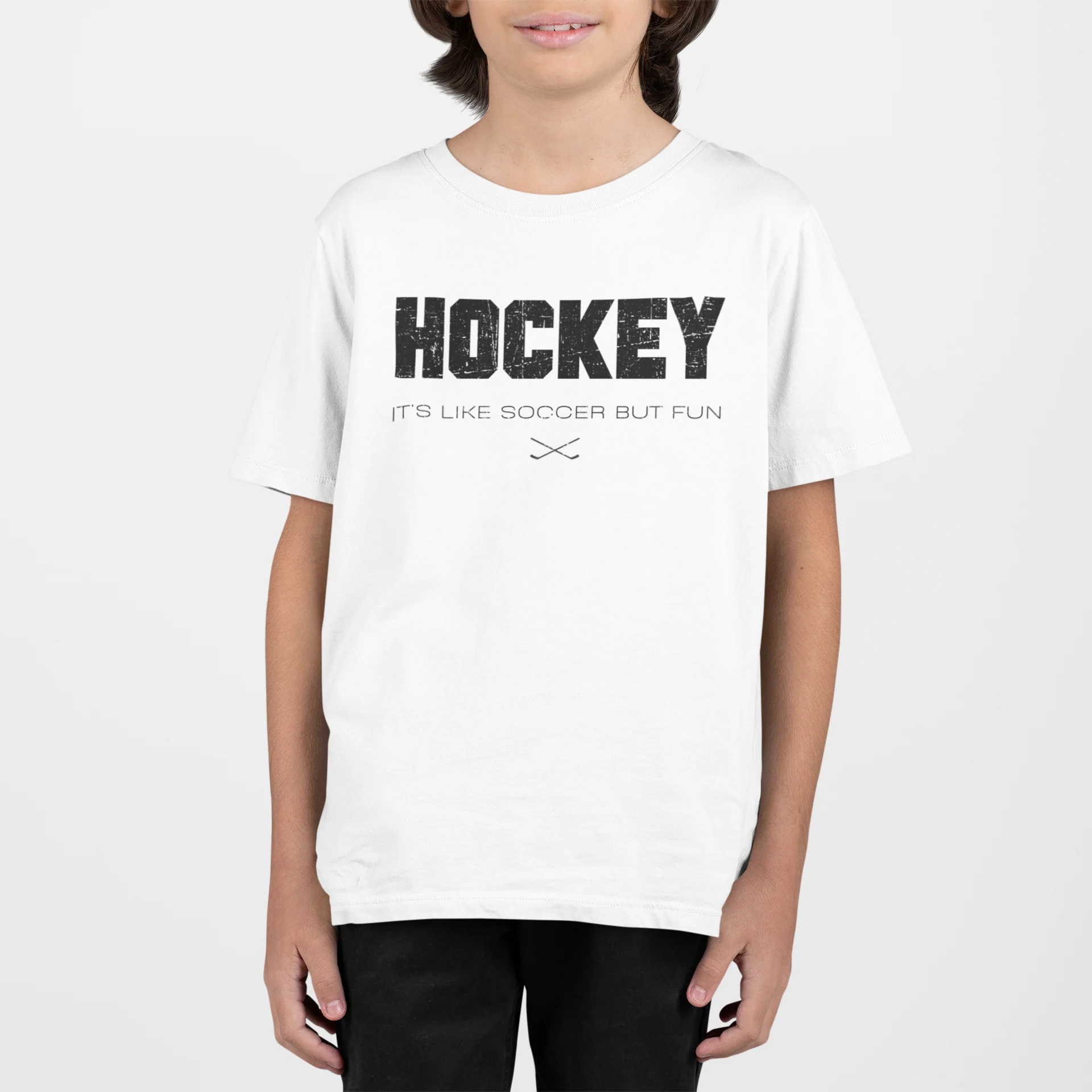 Funny Kids Hockey T-Shirt - It's Like Soccer But Fun Kids Hockey Shirt - Image 4