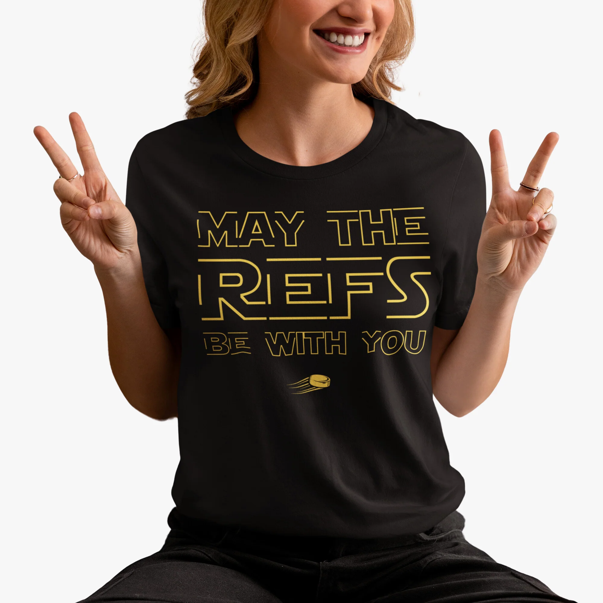 Funny Hockey T-Shirt - May The Refs Be With You Unisex Hockey Shirt - Image 4